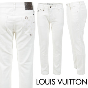 LOUIS VUITTON 루이비통 모노 자수 화이트 슬림 일자진