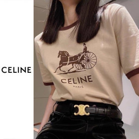 ●8월 판매 17위● CELINE 셀린느 배색 마차 반팔티셔츠 4COLOR
