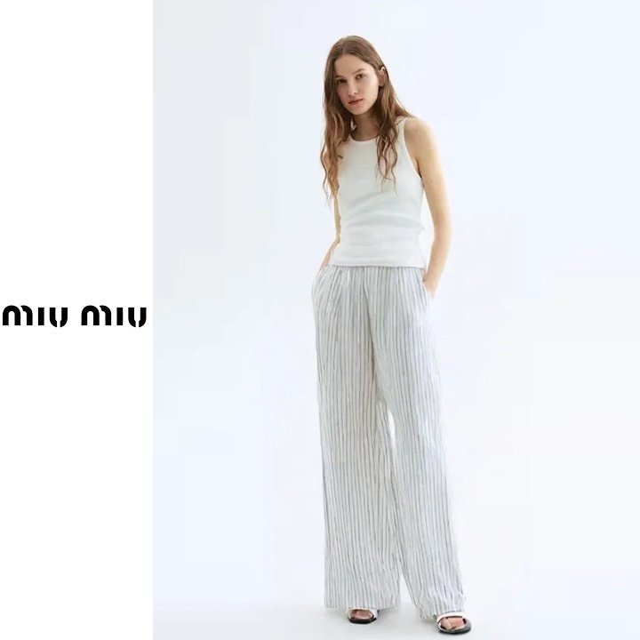 MIUMIU 미우미우 시어서커 와이드 팬츠 2COLOR