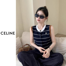 ●8월 판매 10위● CELINE 셀린느 민소매 배색 펀칭조끼 3COLOR
