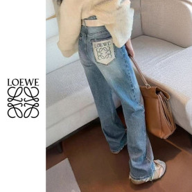 ●8월 판매 6위● LOEWE 로에베 세미와이드 백패치 팬츠