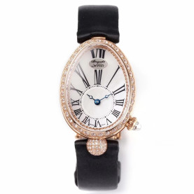 BREGUET 브레게 퀸 오브 나폴리 로즈골드 다이아 베젤 실크/레더 스트랩 V2버전 8928BR/51/944/DD0D