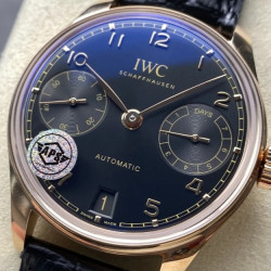 IWC 아이더블유씨 포르투기저 세븐데이즈 로즈골드 블랙 다이얼 레더 스트랩 42mm IW501707