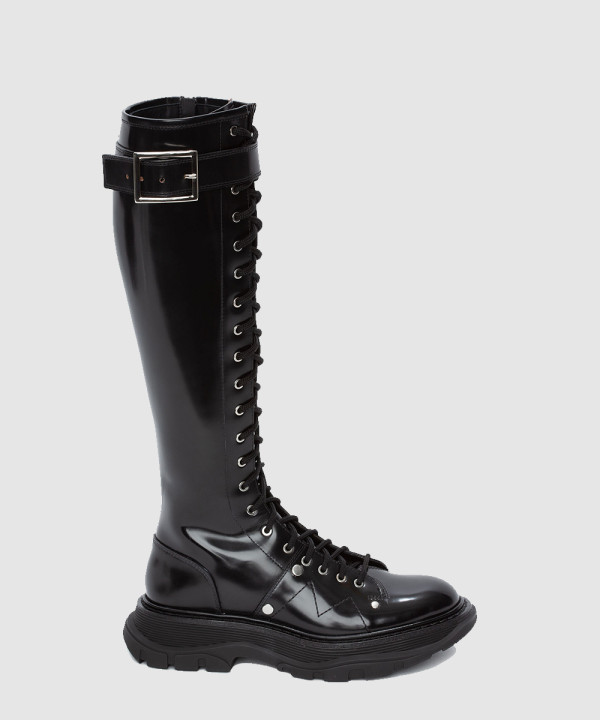 ALEXANDER MCQUEEN 알렉산더맥퀸 트레드 슬릭 니하이 부츠 595466