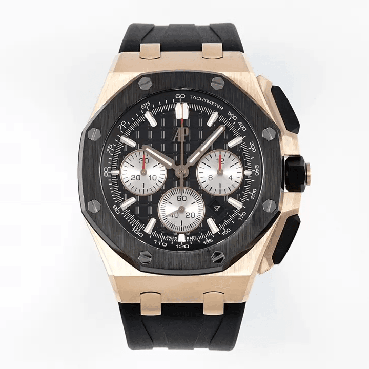 AUDEMARS PIGUET 오데마피게 로얄오크 오프쇼어 크로노그래프 블랙 다이얼 RG 세라믹 블랙 러버 밴드 44mm 26420