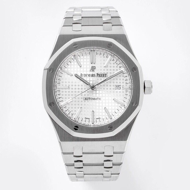 AUDEMARS PIGUET 오데마피게 로얄오크 화이트 텍스처 다이얼 스틸 SS 브레이슬릿 V2 41mm 15400ST
