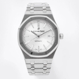 AUDEMARS PIGUET 오데마피게 로얄오크 화이트 텍스처 다이얼 스틸 SS 브레이슬릿 V2 41mm 15400ST