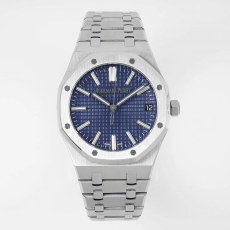 AUDEMARS PIGUET 오데마피게 로얄오크 50주년 한정판 블루 텍스처 다이얼 스틸 SS 브레이슬릿 41mm 15510ST