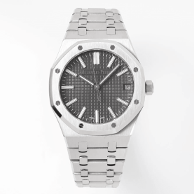 AUDEMARS PIGUET 오데마피게 로얄오크 50주년 한정판 그레이 텍스처 다이얼 스틸 SS 브레이슬릿 41mm 15510ST