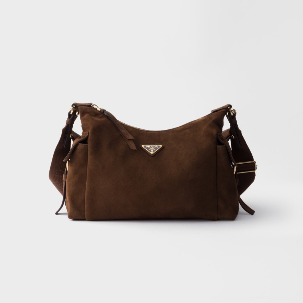 PRADA 프라다 익스플로어 라지 스웨이드 핸드백 1BC264