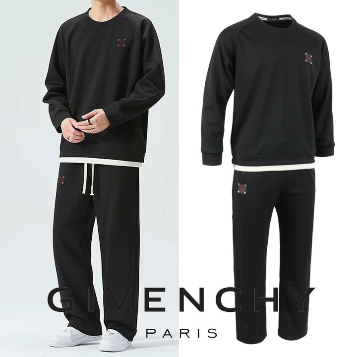 GIVENCHY 지방시 레더로고 레이어드 맨투맨 셋업