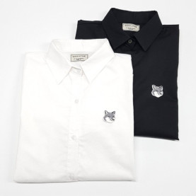 MAISON KITSUNE 메종키츠네 그레이 폭스헤드 솔리드 셔츠