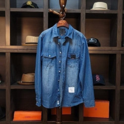 THOM BROWNE 톰브라운 클래식 라인 탐 돌핀 가죽패치 라인 셔츠