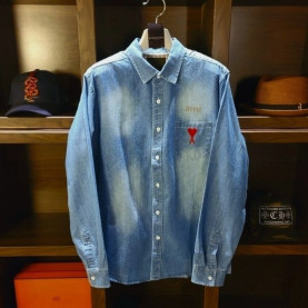 AMI 아미 시그니쳐 클래식 워싱청 셔츠