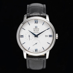 OMEGA 오메가 드빌 화이트 다이얼 드레스 워치 가죽 스트랩 424.53.40.21.04.001