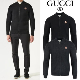 GUCCI 구찌 골드스틸 레더 램스울 니트 집업 2COLOR