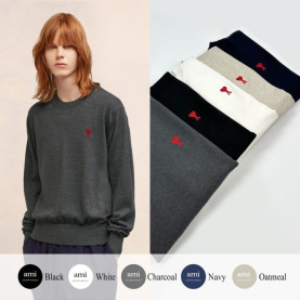 AMI 아미 드 꾀흐 엠브로이더리 크루넥 니트