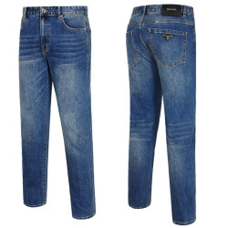 PRADA 프라다 메탈 삼각패치 중청 캣워싱진