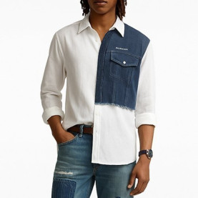 BALENCIAGA 발렌시아가 데님 배색 셔츠