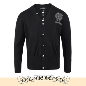 CHROME HEARTS 크롬하츠 실버 스티치 말굽 울 가디건