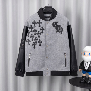 CHROME HEARTS 크롬하츠 멀티 크로스 레더 믹스 바시티 자켓