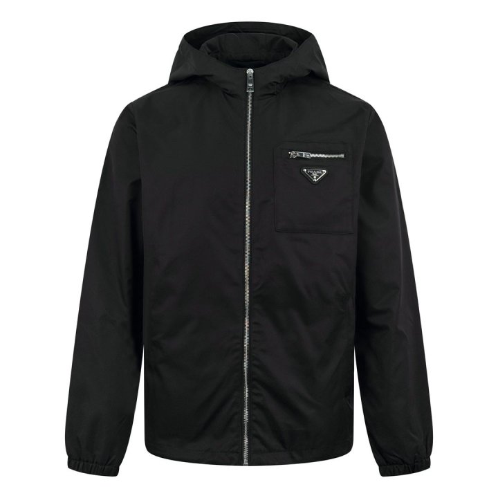 PRADA 프라다 메탈 플레이트 지퍼 후드 집업 자켓