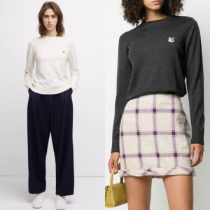 MAISON KITSUNE 메종키츠네 폭스헤드 라운드니트 3COLOR