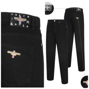 THOM BROWNE 톰브라운 메탈 레더패치 블랙진