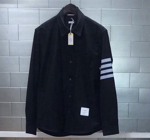 THOM BROWNE 톰브라운 4바 울 스냅 프론트 셔츠 자켓