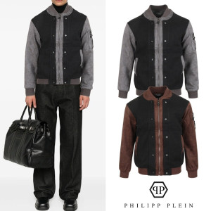 PHILIPP PLEIN 필립플레인 스틸로고 니트 레이어드 MA-1 자켓