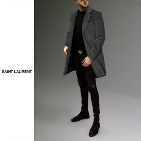 SAINT LAURENT 생로랑 베이직 다크 그레이 코트