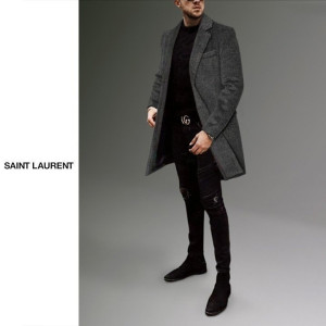 SAINT LAURENT 생로랑 베이직 다크 그레이 코트