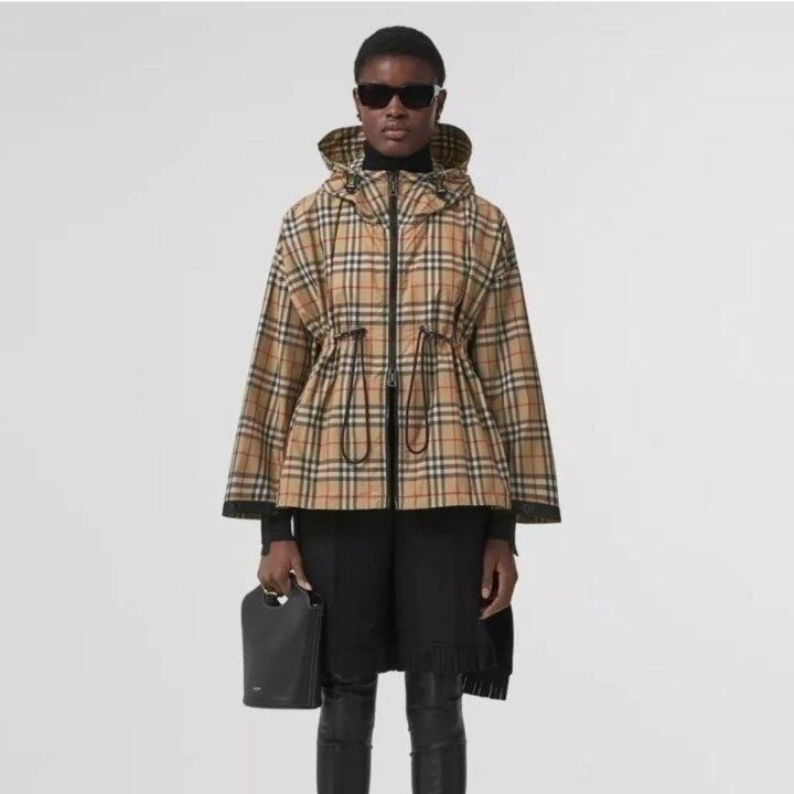 BURBERRY 버버리 로고 테이프 빈티지 체크 후드 자켓