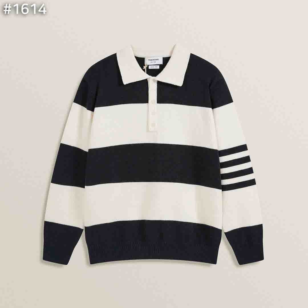 THOM BROWNE 톰브라운 럭비 스트라이프 폴로 니트