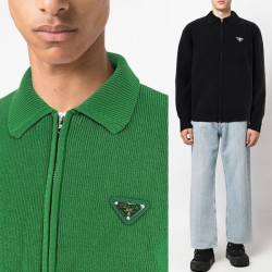 PRADA 프라다 카라 지퍼 가디건