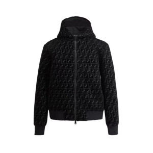 FENDI 펜디 모노그램 벨벳 후드 집업 블루종 자켓