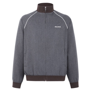 MIUMIU 미우미우 로고 핀 스트라이프 버진 트랙 자켓