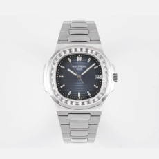 PATEK PHILIPPE 파텍필립 노틸러스 블루 다이얼 바게트 다이아 베젤 SS 브레이슬릿 40mm 5711