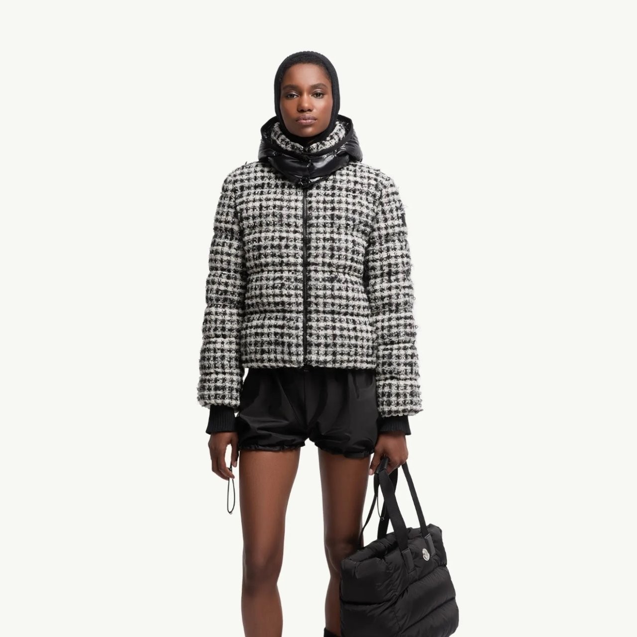 MONCLER 몽클레어 Andronne 트위드 후드 숏 패딩 자켓 2COLOR