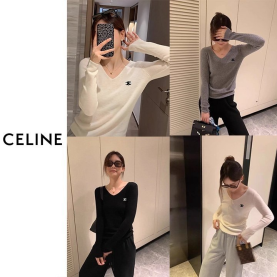 CELINE 셀린느 브이넥 데일리 울니트