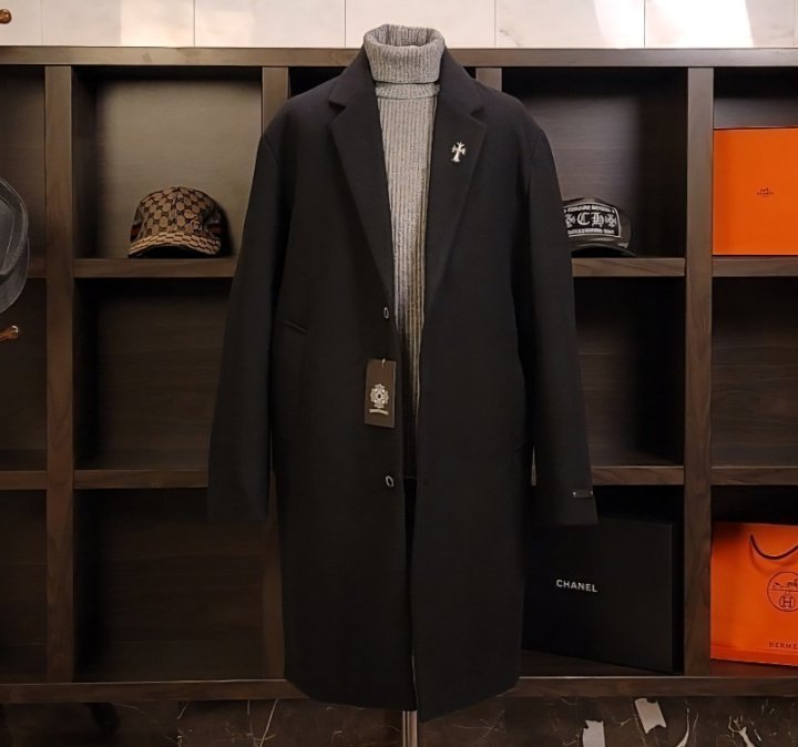 CHROME HEARTS 크롬하츠 크로스 메탈스터드 일라이 롱코트