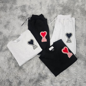 AMI 아미 빅하트 기모 맨투맨&와이드 팬츠 세트