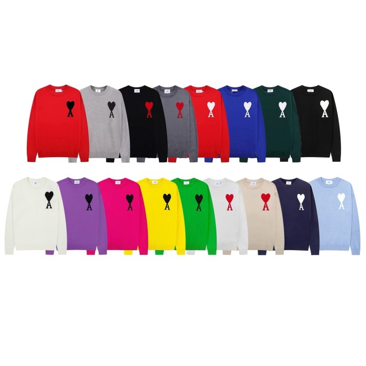 AMI 아미 008 빅 하트 베이직 라운드 니트