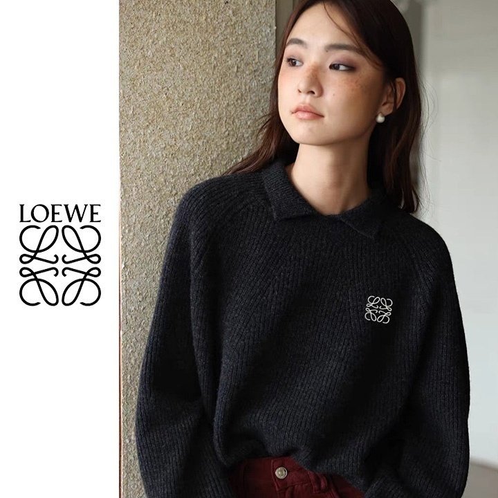  LOEWE 로에베 카라넥 자수 골지 니트 3COLOR