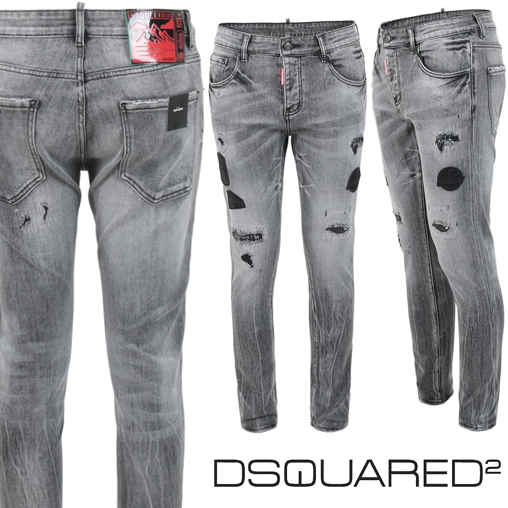 DSQUARED2 디스퀘어드2 마운틴 다크 그레이 워싱 슬림 일자진