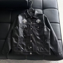 CHROME HEARTS 크롬하츠 레더 오버 바시티 자켓
