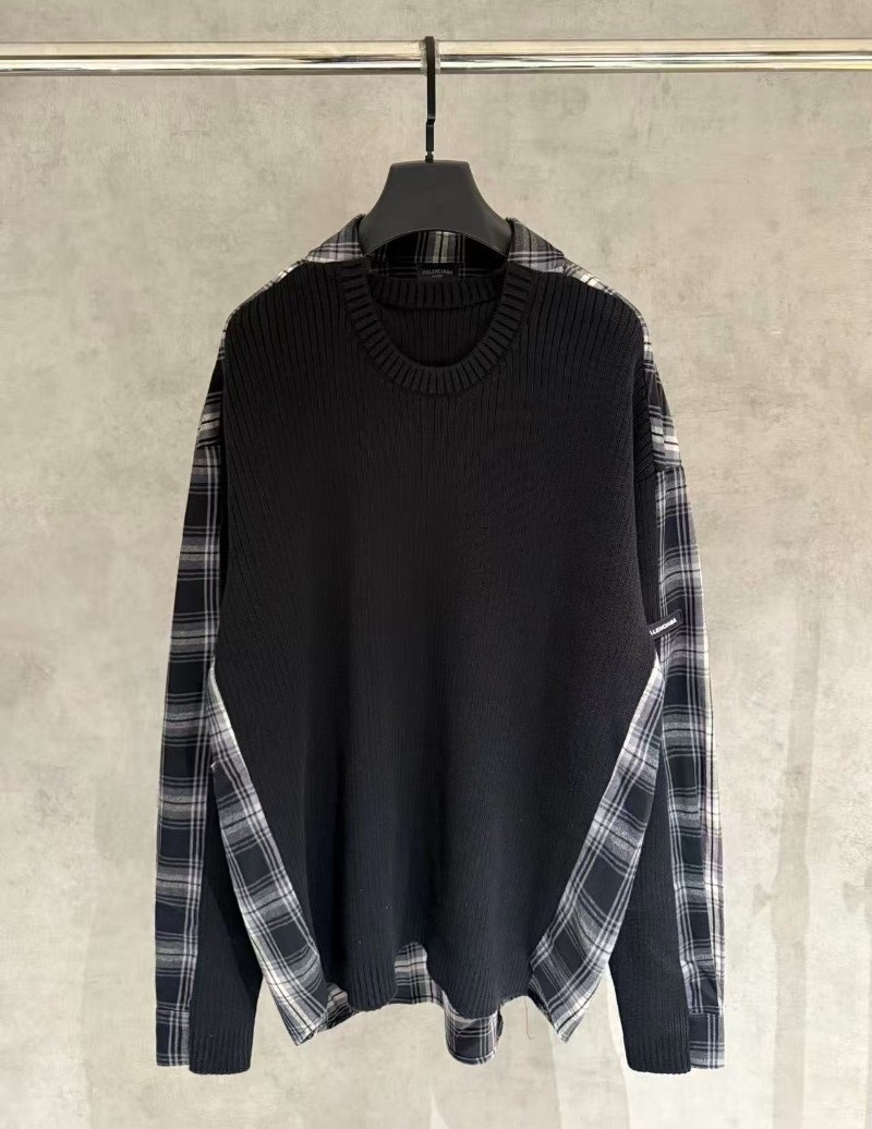 BALENCIAGA 발렌시아가 하이브리드 플래드 스웨터 니트