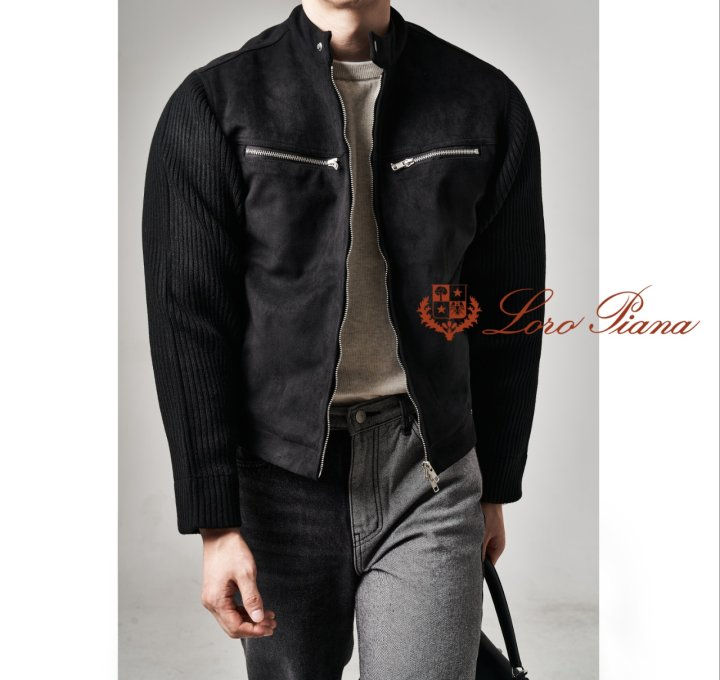 LOROPIANA 로로피아나 라이더 니트 스웨이드자켓 2COLOR