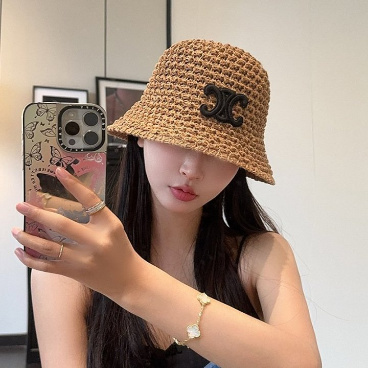 CELINE 셀린느 시그니처 로고 라탄 버킷햇 3COLOR