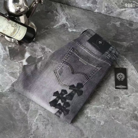 CHROME HEARTS 크롬하츠 크로스 가죽 패치 그레이진
